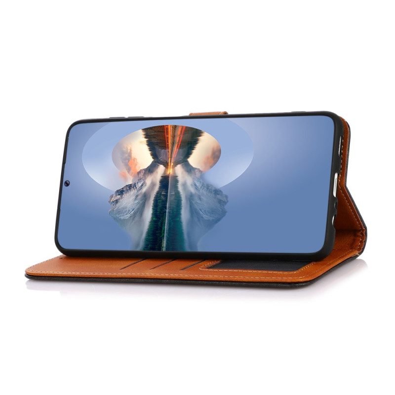 Läderskal Fodral Xiaomi Redmi Note 14s Khazneh Guldspänne