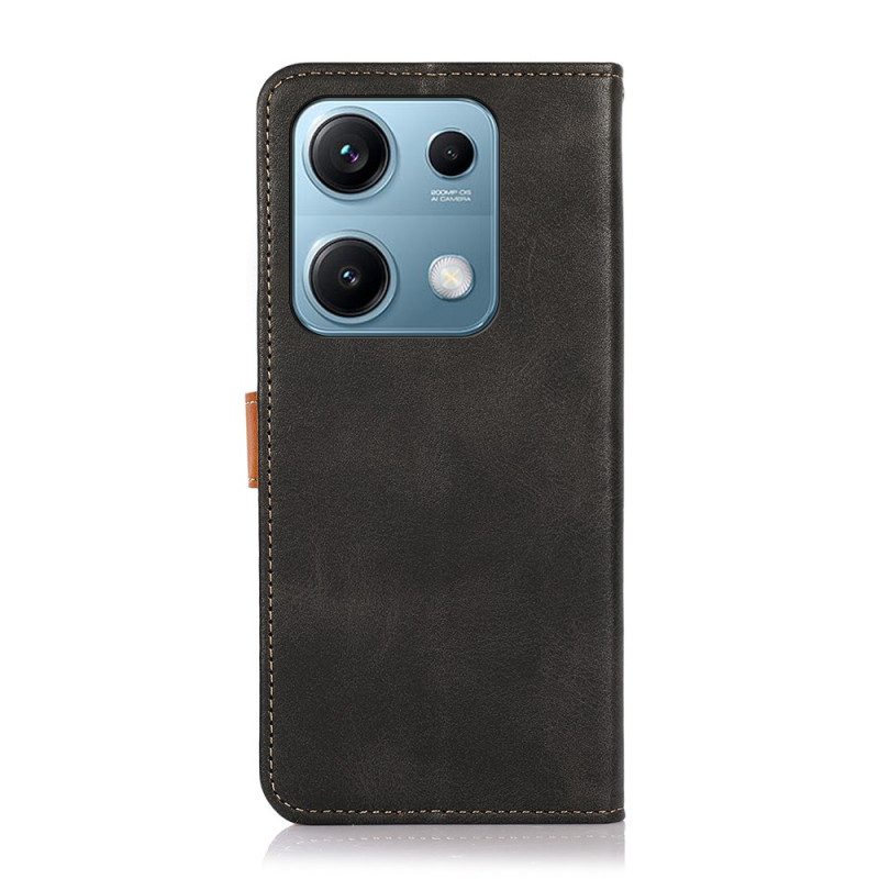 Läderskal Fodral Xiaomi Redmi Note 14s Khazneh Guldspänne