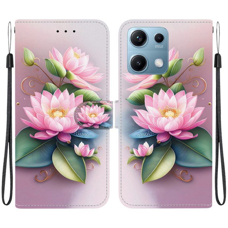 Läderskal Fodral Xiaomi Redmi Note 14s Näckrosor