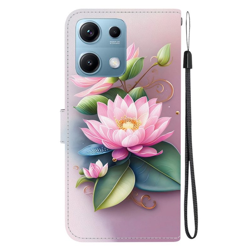 Läderskal Fodral Xiaomi Redmi Note 14s Näckrosor