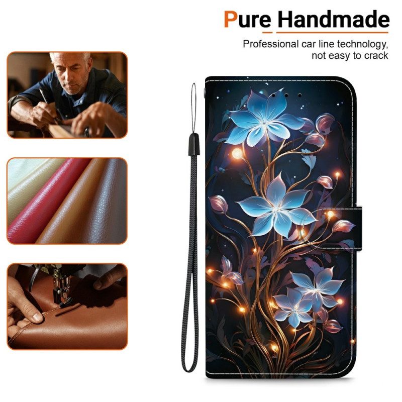 Läderskal Fodral Xiaomi Redmi Note 14s Små Blommor