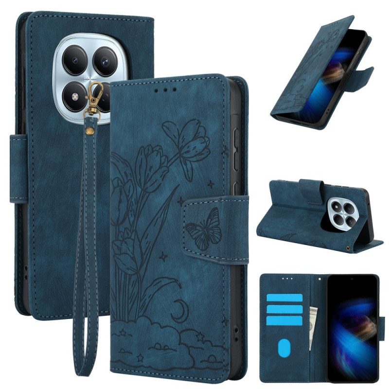 Läderskal Fodral Xiaomi Redmi Note 15 5g Blommor Och Fjärilar