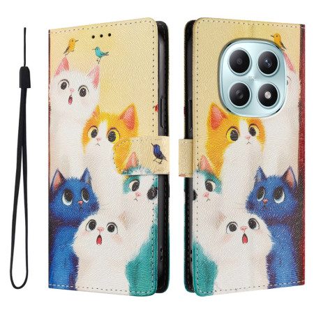 Läderskal Fodral Xiaomi Redmi Note 15 5g Färgglada Katter