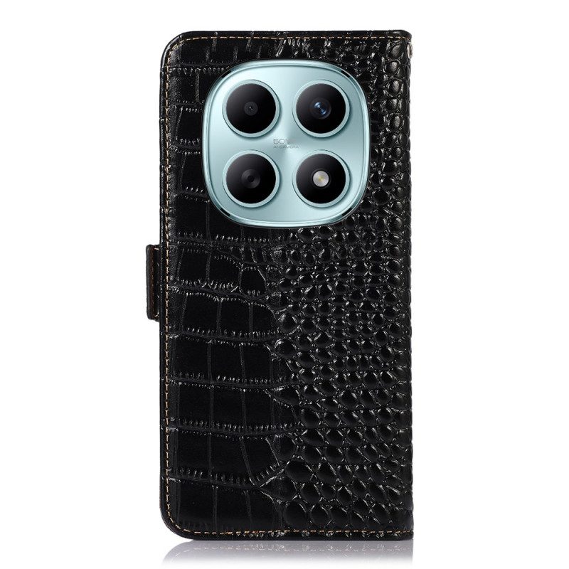Läderskal Fodral Xiaomi Redmi Note 15 5g Rfid-blockerande Krokodilstruktur
