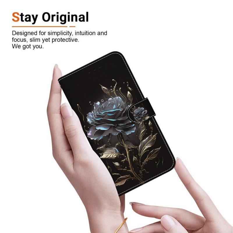 Läderskal Fodral Xiaomi Redmi Note 15 5g Svart Ros