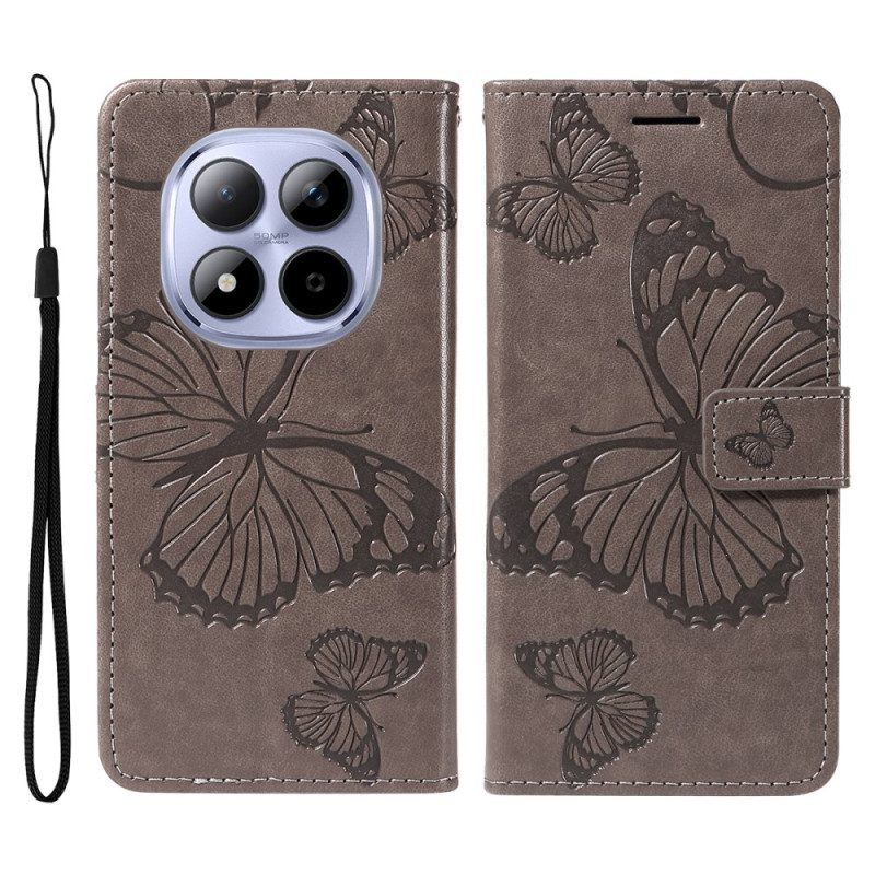 Läderskal Fodral Xiaomi Redmi Note 15 Pro 5g Jättefjärilar