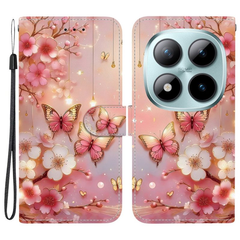 Läderskal Fodral Xiaomi Redmi Note 15 Pro Plus 5g Lyktfjärilar