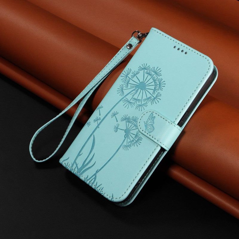 Läderskal Fodral Xiaomi Redmi Note 15 Pro Plus 5g Maskrosmönster Och Rem