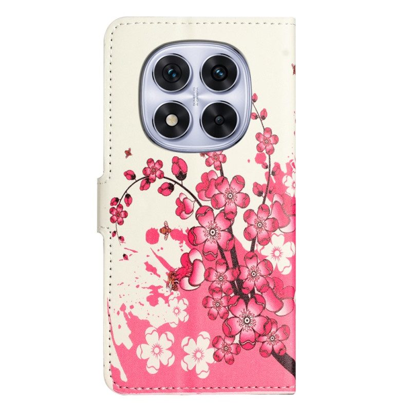 Läderskal Fodral Xiaomi Redmi Note 15 Pro Plus 5g Plommonblommor