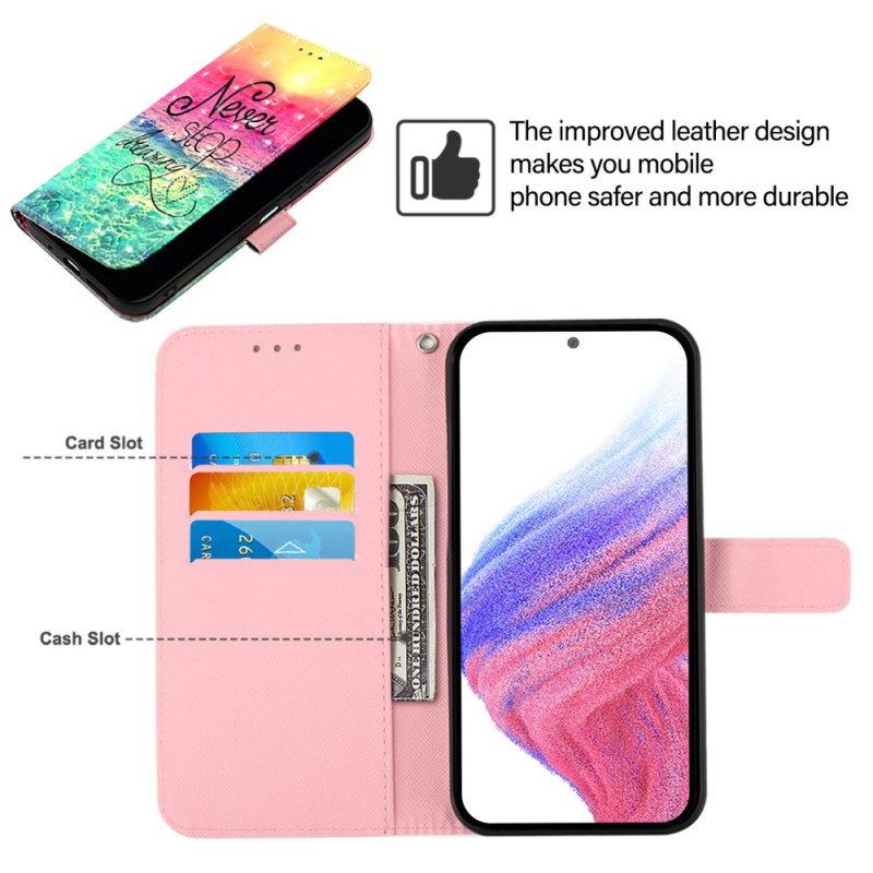 Läderskal Fodral Xiaomi Redmi Note 15 Pro Plus 5g Sluta Aldrig Drömma