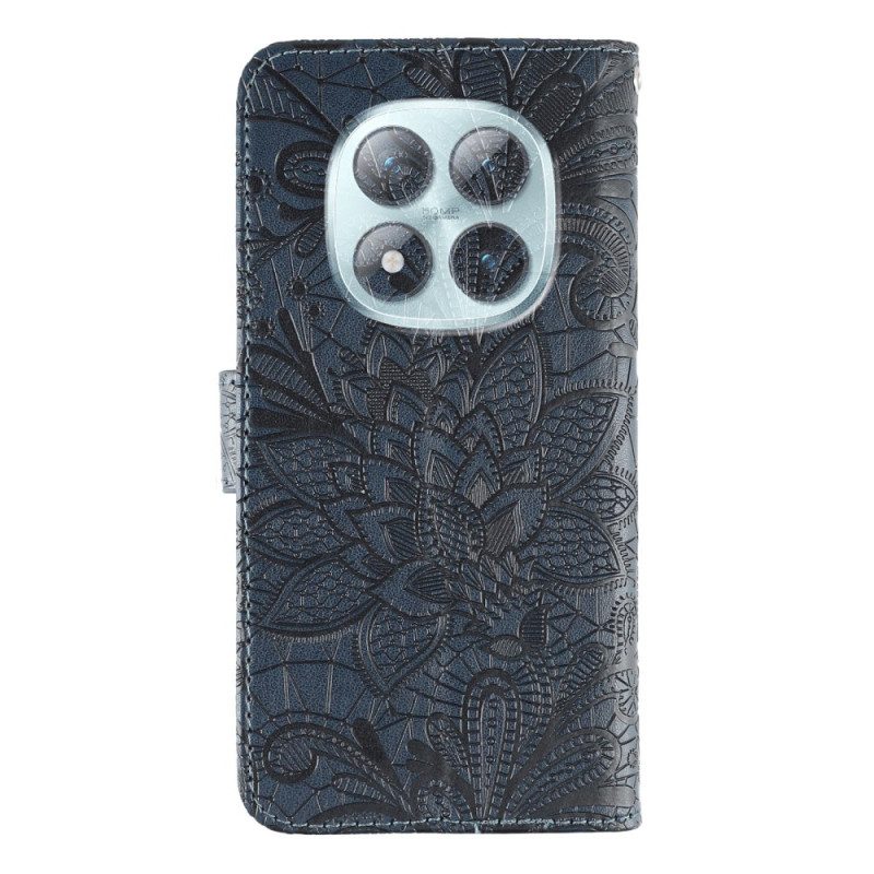 Läderskal Fodral Xiaomi Redmi Note 15 Pro Plus 5g Spetsblommönster
