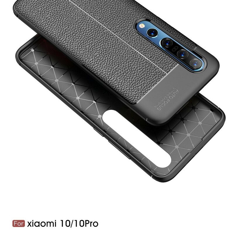Mobilskal För Xiaomi Mi 10 / 10 Pro Double Line Litchi Lädereffekt