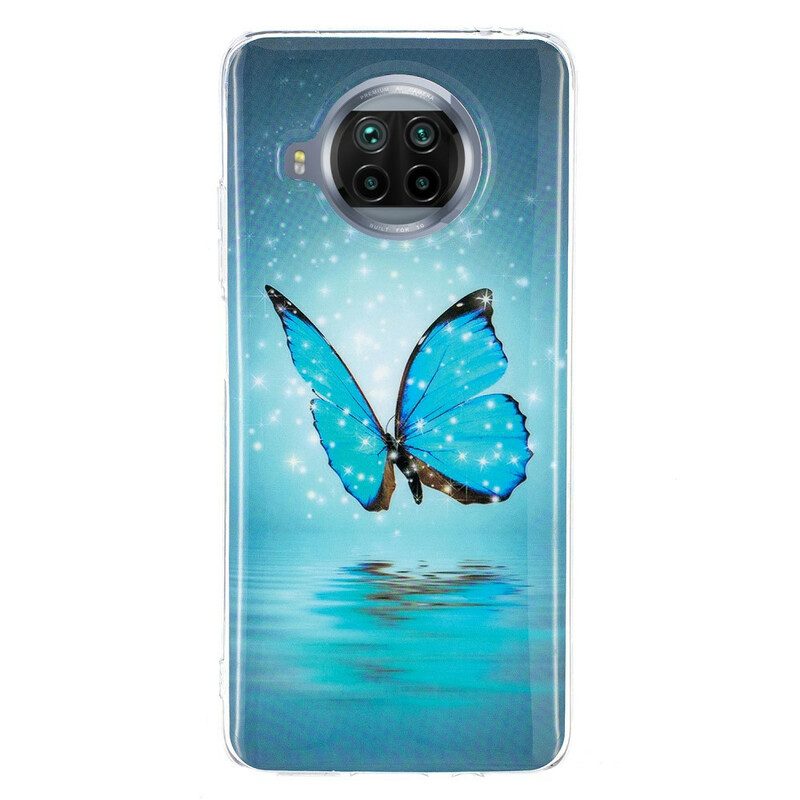 Mobilskal För Xiaomi Mi 10T Lite / Redmi Note 9 Pro 5G Neonblå Fjäril