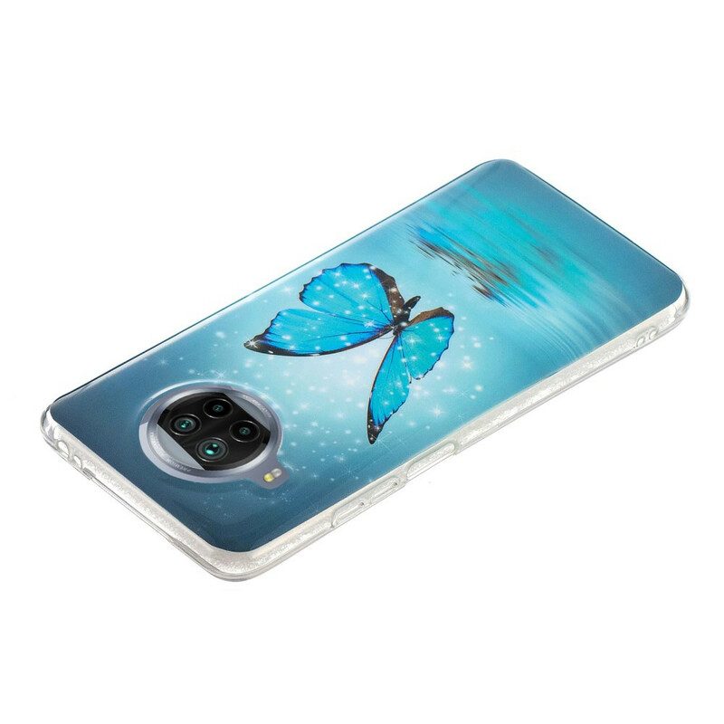 Mobilskal För Xiaomi Mi 10T Lite / Redmi Note 9 Pro 5G Neonblå Fjäril