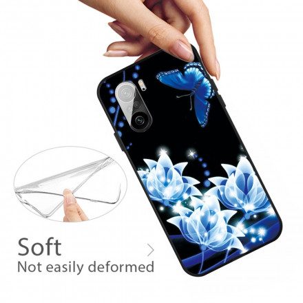 Mobilskal För Xiaomi Mi 11i 5G / Poco F3 Fjäril Och Blå Blommor