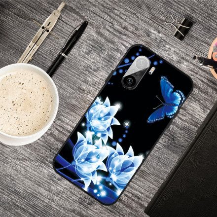 Mobilskal För Xiaomi Mi 11i 5G / Poco F3 Fjäril Och Blå Blommor