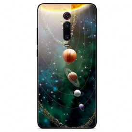 Mobilskal För Xiaomi Mi 9T / Mi 9T Pro Solar System Planet Tempered Glass