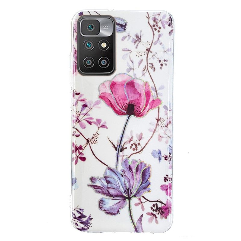 Mobilskal För Xiaomi Redmi 10 Marmorerade Blommor