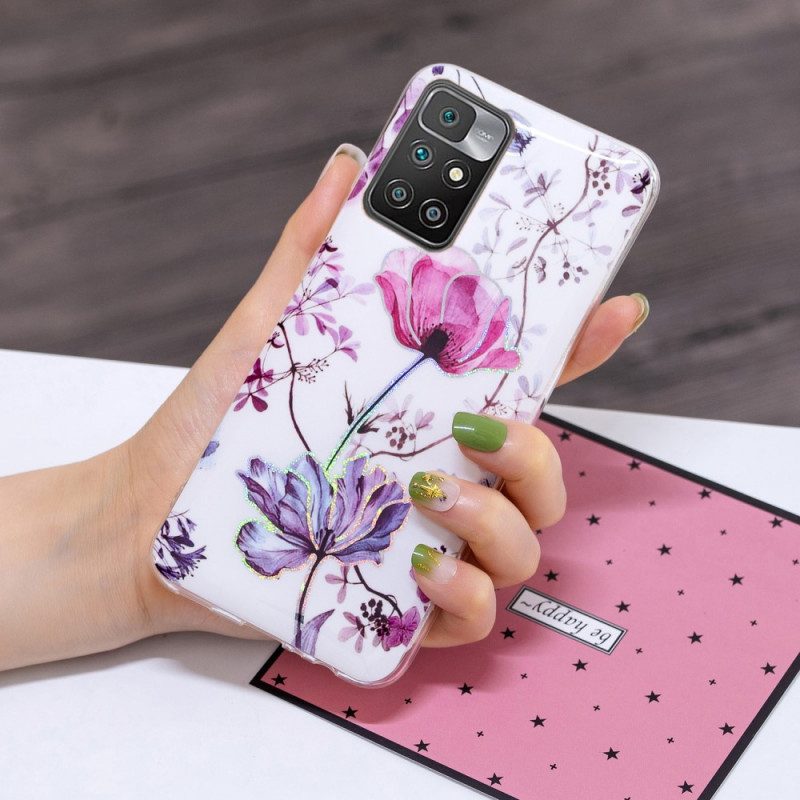 Mobilskal För Xiaomi Redmi 10 Marmorerade Blommor