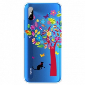 Mobilskal För Xiaomi Redmi 9A Katt Under Det Färgade Trädet