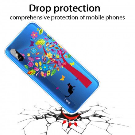 Mobilskal För Xiaomi Redmi 9A Katt Under Det Färgade Trädet