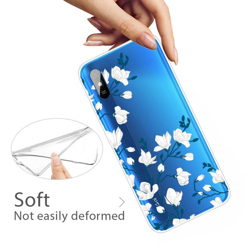 Mobilskal För Xiaomi Redmi 9A Vita Blommor
