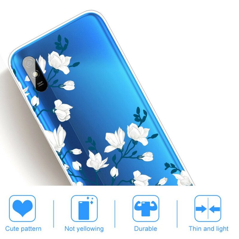 Mobilskal För Xiaomi Redmi 9A Vita Blommor