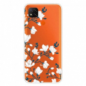 Mobilskal För Xiaomi Redmi 9C Vita Blommor