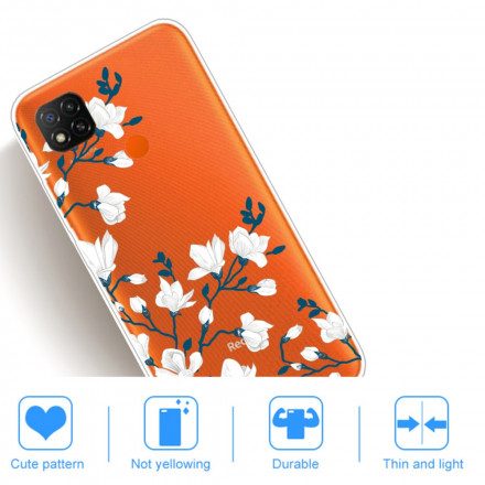 Mobilskal För Xiaomi Redmi 9C Vita Blommor