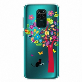 Mobilskal För Xiaomi Redmi Note 9 Katt Under Det Färgade Trädet