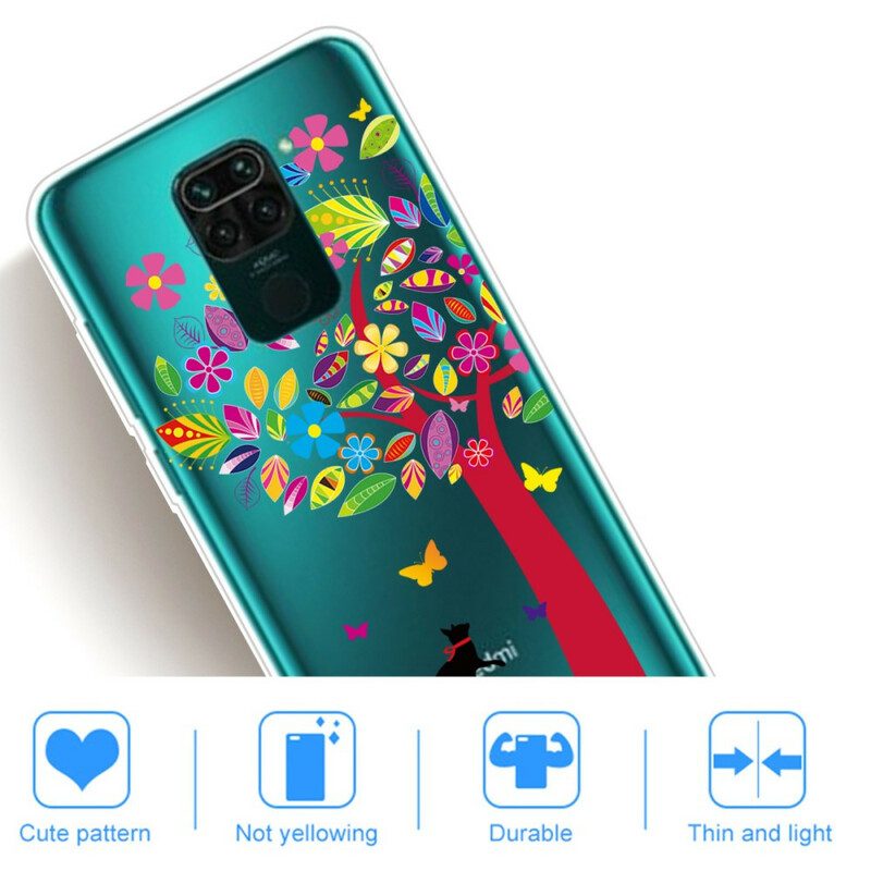 Mobilskal För Xiaomi Redmi Note 9 Katt Under Det Färgade Trädet
