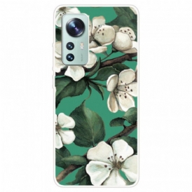 Mobilskal Xiaomi 12 / 12X Silikon Vita Blommor