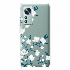 Mobilskal Xiaomi 12 Pro Silikon Vita Blommor