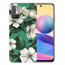 Mobilskal Xiaomi Redmi Note 10 5G Målade Vita Blommor