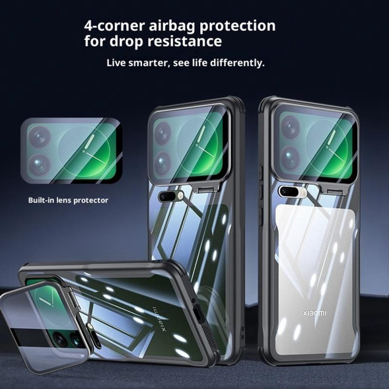 Skal För Xiaomi 17 Pro Transparent Integrerat Stativ Och Kameraskydd