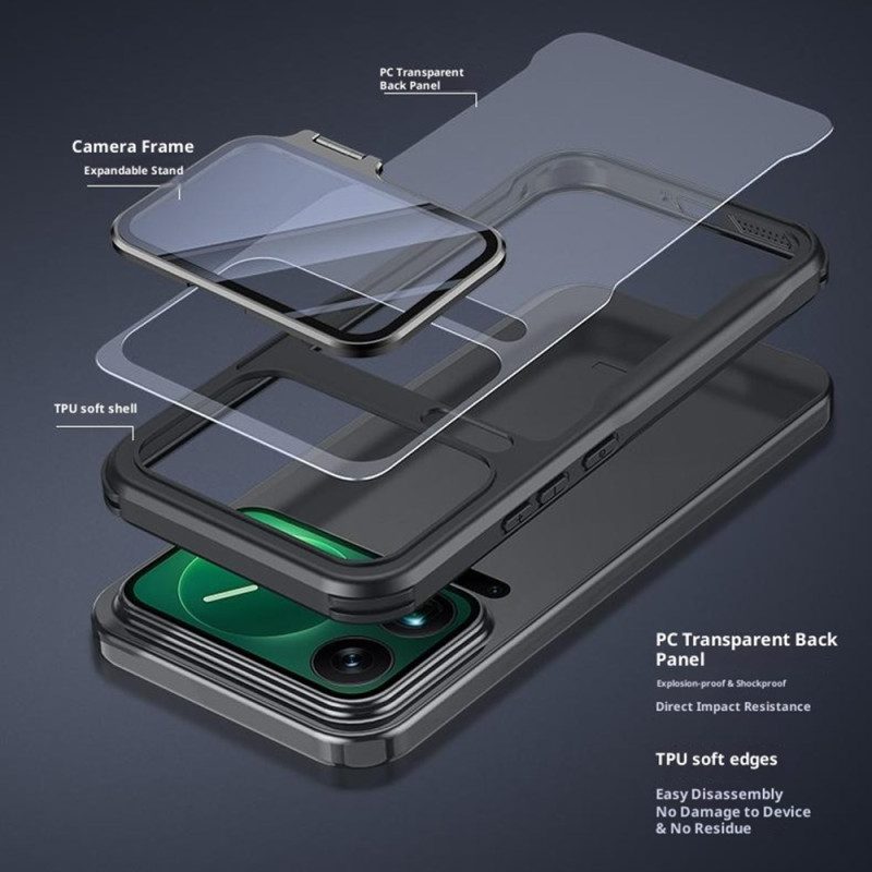 Skal För Xiaomi 17 Pro Transparent Integrerat Stativ Och Kameraskydd