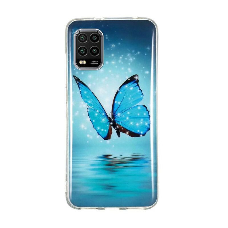 Skal För Xiaomi Mi 10 Lite Fluorescerande Blå Fjäril