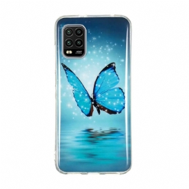 Skal För Xiaomi Mi 10 Lite Fluorescerande Blå Fjäril