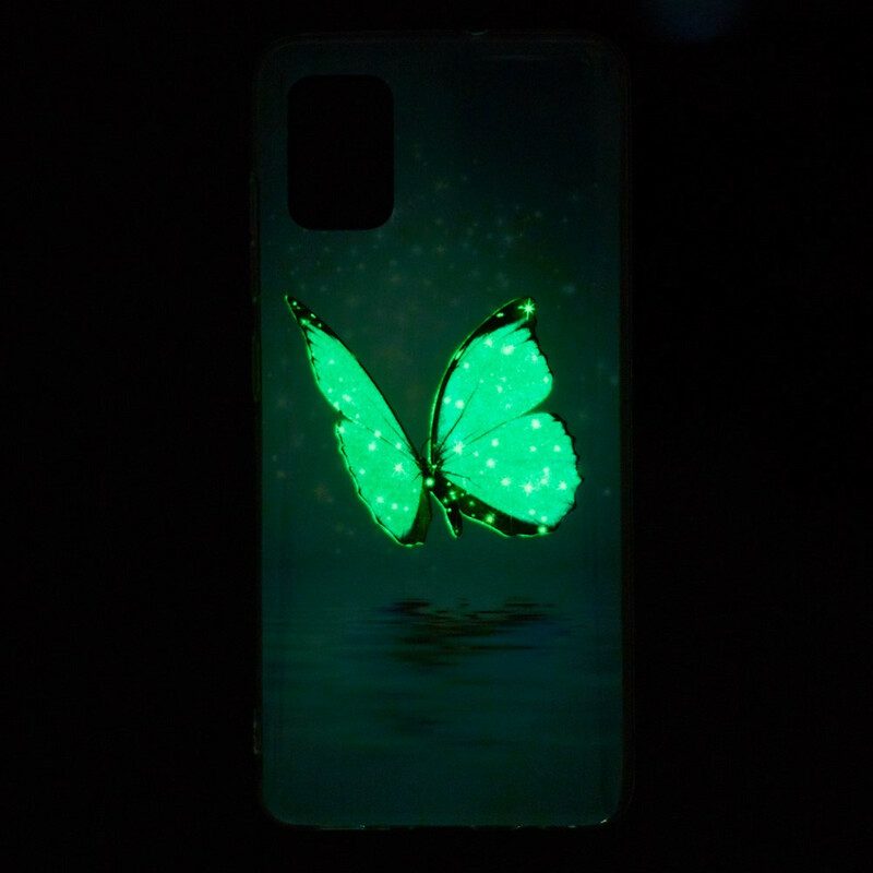 Skal För Xiaomi Mi 10 Lite Fluorescerande Blå Fjäril