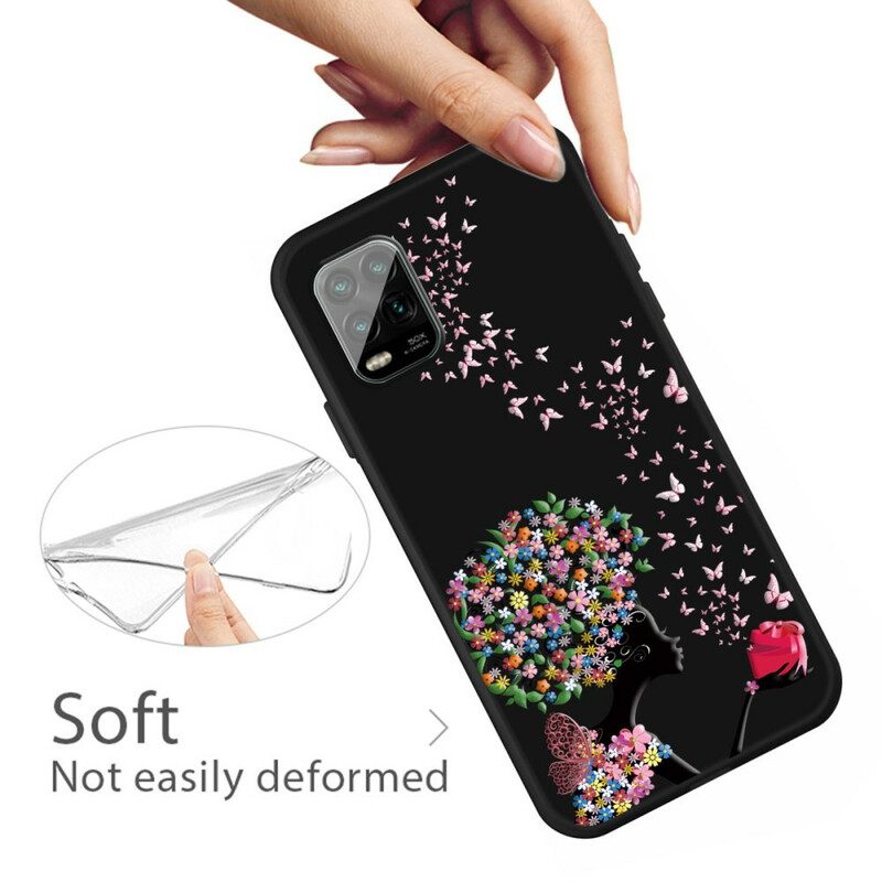 Skal För Xiaomi Mi 10 Lite Kvinna Med Blomhuvud