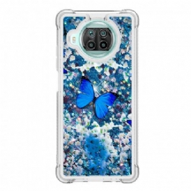 Skal För Xiaomi Mi 10T Lite / Redmi Note 9 Pro 5G Blå Glitterfjärilar