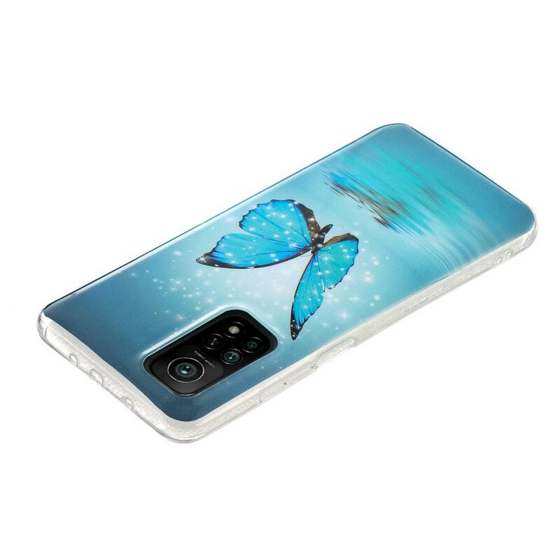 Skal För Xiaomi Mi 10T / 10T Pro Fluorescerande Blå Fjäril