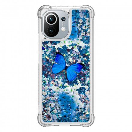 Skal För Xiaomi Mi 11 5G Blå Glitterfjärilar