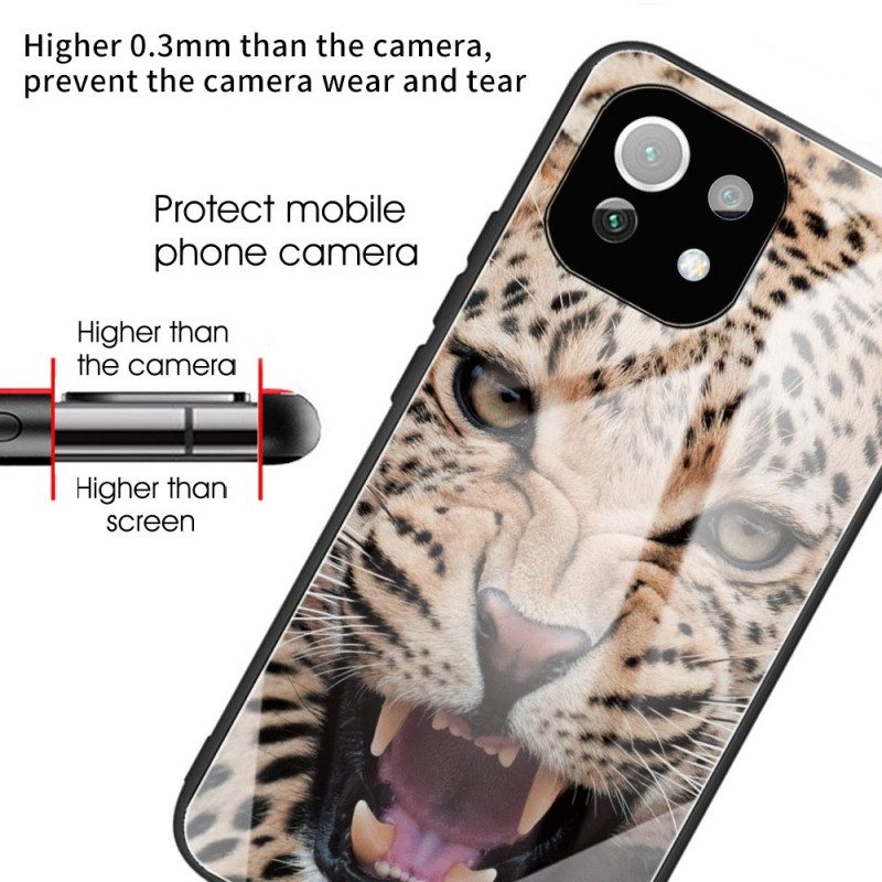 Skal För Xiaomi Mi 11 Lite 5G NE / Mi 11 Lite 4G / 5G Leopard Härdat Glas