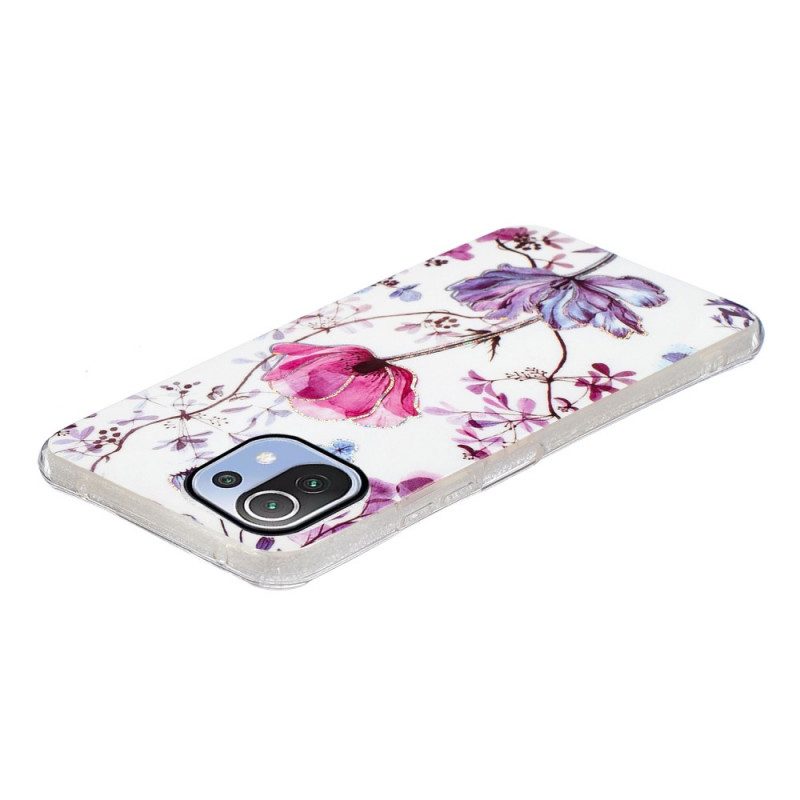 Skal För Xiaomi Mi 11 Lite 5G NE / Mi 11 Lite 4G / 5G Marmorerade Blommor