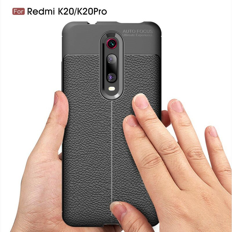 Skal För Xiaomi Mi 9T / Mi 9T Pro Double Line Litchi Lädereffekt