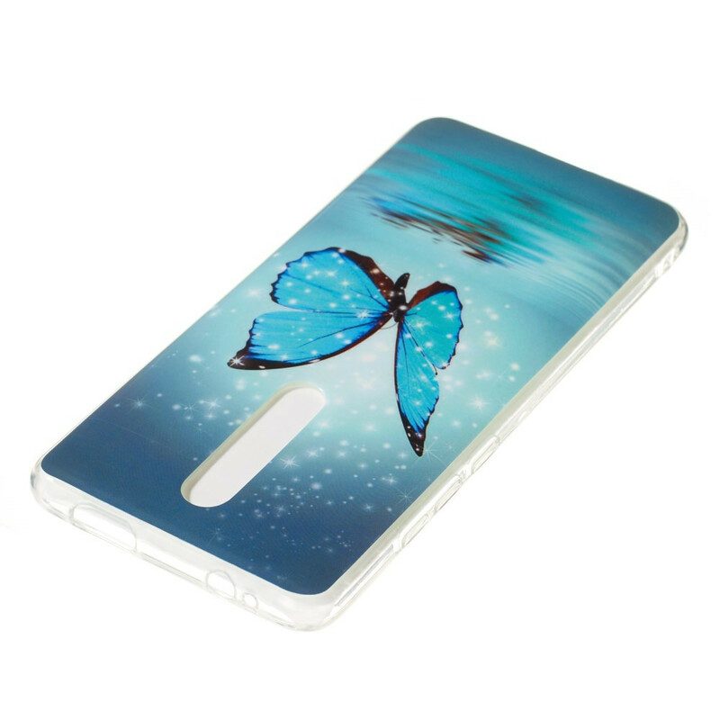 Skal För Xiaomi Mi 9T / Mi 9T Pro Fluorescerande Blå Fjäril