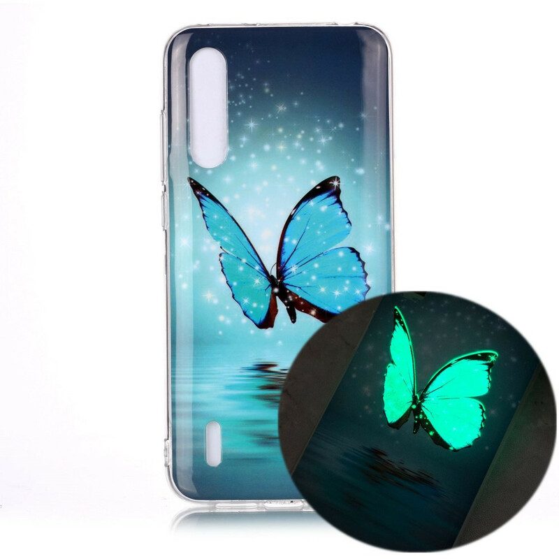 Skal För Xiaomi Mi A3 Fluorescerande Blå Fjäril