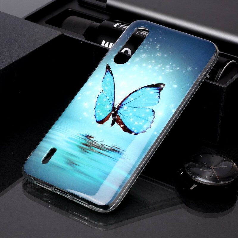Skal För Xiaomi Mi A3 Fluorescerande Blå Fjäril