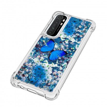 Skal För Xiaomi Mi Note 10 Lite Blå Glitterfjärilar